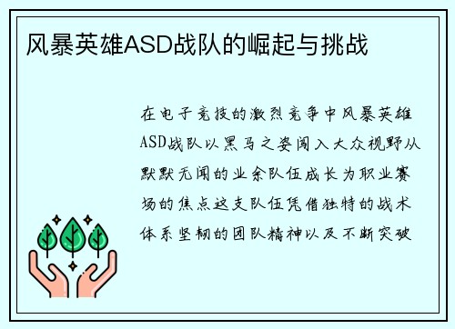 风暴英雄ASD战队的崛起与挑战